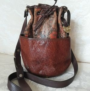 Vintage small brahmin floral leather crossbody bag